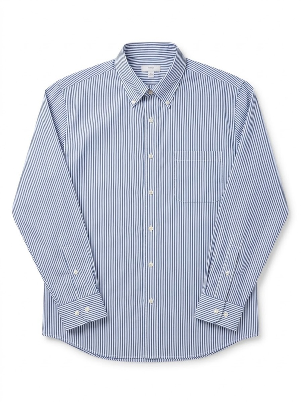 Men's Blue Striped Button-Down Dress Shirt